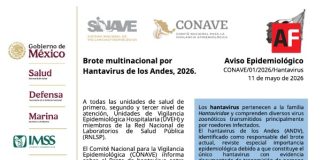 Secretaría de Salud emite alerta epidemiológica por brote de hantavirus
