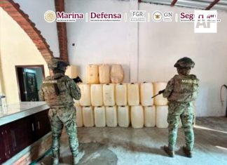 Marina y Policía Estatal aseguran presunta droga y combustible durante cateos en Chiapas