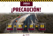 Seidum Colima informa cierre total nocturno en ‘La Salada’ este sábado, domingo, lunes y martes