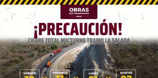 Seidum Colima informa cierre total nocturno en ‘La Salada’ este sábado, domingo, lunes y martes