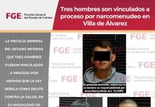 Tres hombres son vinculados a proceso por narcomenudeo en Villa de Álvarez