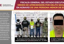 Fiscalía General del Estado ejecuta orden de aprehensión por delito sexual en agravio de una persona menor de edad