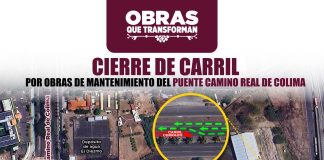 Seidum Colima informa cierre parcial de carril por trabajos de mantenimiento en el Puente Camino Real