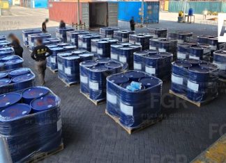 FGR y SSPC aseguran más de 54 mil litros de precursores químicos en aduana de Manzanillo