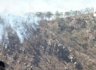 Realizan sobrevuelo en Sierra de La Mora para evaluar incendio forestal en Jalisco