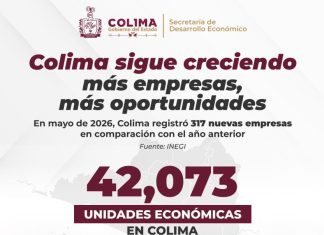 Estado de Colima registra crecimiento en unidades económicas; suman más de 42 mil empresas en mayo de 2026