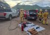 Fatal accidente vehicular en El Colomo; CRUM, Cruz Roja, Marina y PC Manzanillo brindan atención; una persona falleció y tres resultaron lesionadas