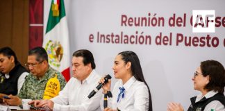 Indira Vizcaíno y titular del CNPC instalan Puesto de Comando en Colima ante temporada de lluvias y ciclones 2026