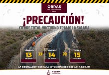 Seidum Colima informa cierre total nocturno en ‘La Salada’ este sábado, domingo y lunes