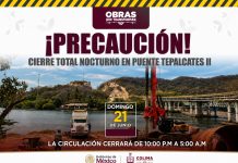 Seidum informa cierre total nocturno en el puente ‘Tepalcates II’ este domingo, por trabajos en autopista Colima-Manzanillo