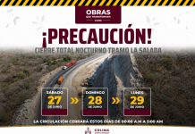 Seidum Colima alerta por cierre total nocturno en el tramo ‘La Salada’, este sábado, domingo y lunes