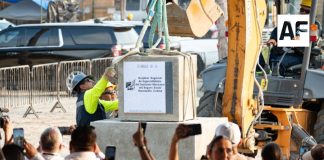 Indira Vizcaíno y Claudia Sheinbaum colocaron la primera piedra del Hospital Regional de Especialidades del IMSS Manzanillo