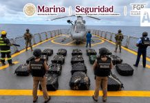 Marina asegura 829 kilos de presunta cocaína frente a las costas de Guerrero; detienen a cinco personas