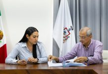 Indira Vizcaíno firma donación del terreno donde se construye CRIT Colima