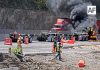 Incendio de tractocamión obstruye un carril en la autopista Colima-Manzanillo: UEPC Colima