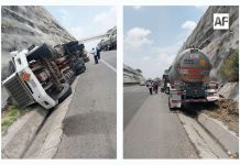 Vuelca tractocamión con 66 mil litros de turbosina en autopista de Jalisco; no hubo lesionados ni fuga