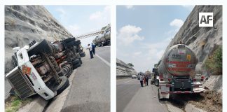 Vuelca tractocamión con 66 mil litros de turbosina en autopista de Jalisco; no hubo lesionados ni fuga