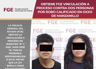 FGE obtiene vinculación a proceso contra dos personas por robo calificado en Oxxo de Manzanillo