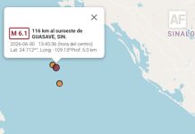 SSN registra 25 sismos este martes; uno de magnitud 6.1 frente a Sinaloa, el de mayor intensidad del día