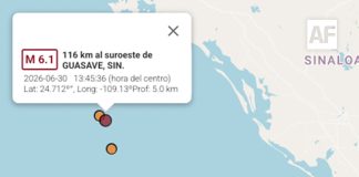 SSN registra 25 sismos este martes; uno de magnitud 6.1 frente a Sinaloa, el de mayor intensidad del día