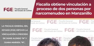 Fiscalía obtiene vinculación a proceso de dos personas por narcomenudeo en Manzanillo