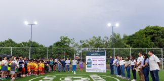 Indira Vizcaíno entregó cancha de futbol 5 en la colonia Tabachines; forma parte del Mundial Social que impulsó la presidenta Claudia Sheinbaum