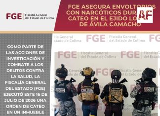 FGE asegura envoltorios con narcóticos durante cateo en el ejido Lomas de Ávila Camacho