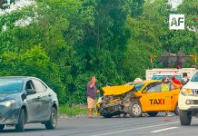 Choque entre taxi y vehículo particular en la autopista Colima–Tecomán deja cuatro lesionados