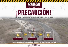Seidum Colima informa cierre total nocturno en ‘La Salada’ este sábado, domingo y lunes