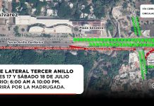 SICT anuncia cierres parciales en la lateral del Tercer Anillo Periférico este 17 y 18 de julio
