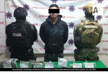 Corporaciones de seguridad en Colima detienen a un sujeto con un arma de fuego y droga sintética