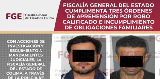Fiscalía General del Estado cumplimenta tres órdenes de aprehensión por robo calificado e incumplimiento de obligaciones familiares