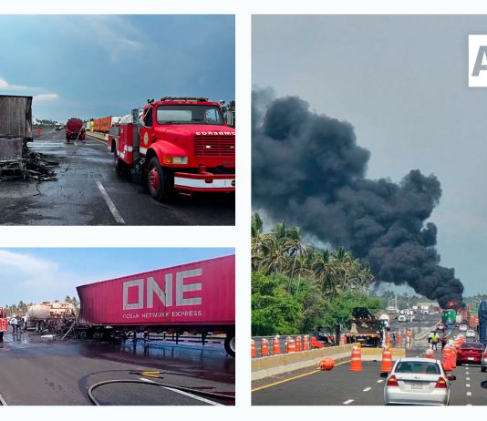 Sofocan incendio de tractocamión en autopista Colima-Manzanillo; no hay lesionados