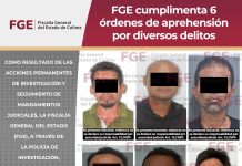 FGE cumplimenta 6 órdenes de aprehensión por diversos delitos