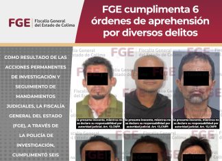 FGE cumplimenta 6 órdenes de aprehensión por diversos delitos