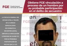 Obtiene FGE vinculación a proceso de un hombre por su probable participación en el delito de secuestro
