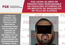FGE logra 35 años de prisión para responsable de homicidio ocurrido en un negocio de maquinitas en Villa de Álvarez