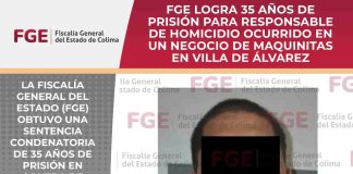 FGE logra 35 años de prisión para responsable de homicidio ocurrido en un negocio de maquinitas en Villa de Álvarez