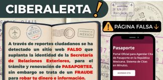 Alertan por página falsa que suplanta a la SRE para ofrecer trámites de pasaporte