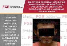 En cateos, aseguran más de 100 envoltorios con narcóticos, dos vehículos, un arma de fuego, cartuchos y máquinas tragamonedas