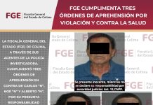 FGE cumplimenta tres órdenes de aprehensión por violación y contra la salud