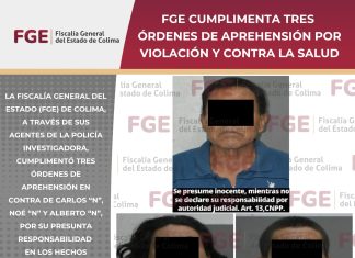 FGE cumplimenta tres órdenes de aprehensión por violación y contra la salud