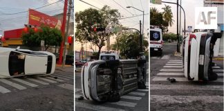 Mujer resulta lesionada en choque entre dos vehículos en la avenida San Fernando
