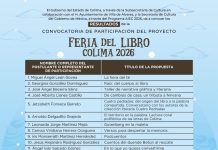 Gobierno del Estado de Colima publica las 19 propuestas seleccionadas para la Feria del Libro 2026