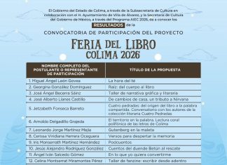 Gobierno del Estado de Colima publica las 19 propuestas seleccionadas para la Feria del Libro 2026