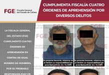 Cumplimenta Fiscalía cuatro órdenes de aprehensión por diversos delitos