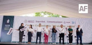 Indira Vizcaíno dio el banderazo para la primera piedra de la construcción del Centro Comunitario ‘México Imparable’ en Colima