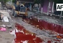 Derrame de agua con sangre en Coquimatlán fue provocado por ruptura de drenaje del rastro