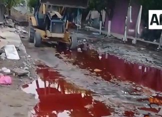 Derrame de agua con sangre en Coquimatlán fue provocado por ruptura de drenaje del rastro