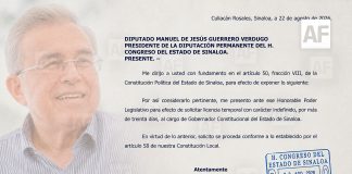 Rubén Rocha Moya solicita licencia indefinida como gobernador de Sinaloa; ocurre tras mensaje de Sheinbaum